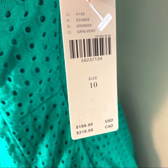 50% off NWT Anthropologie Maeve green eyelet dress 10 Medium free shipping - Picture 14 of 14